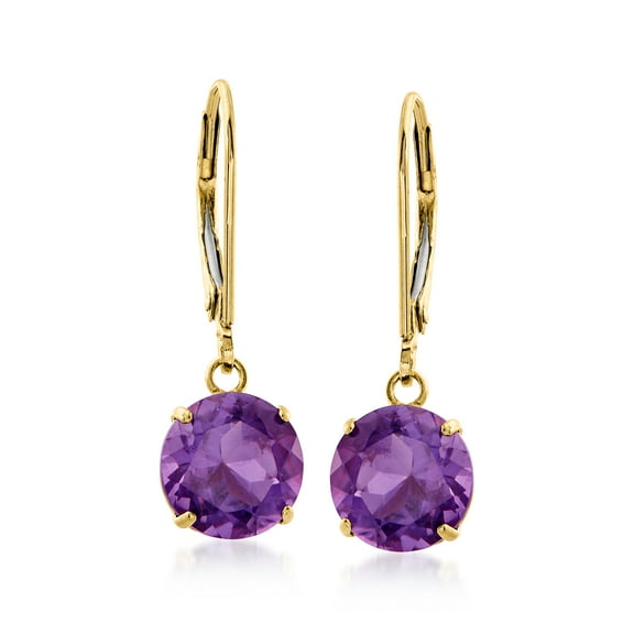 Ross-Simons 3.20 ct. t.w. Amethyst Drop Earrings in 14kt Yellow Gold, Women's, Adult