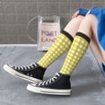 thumbnail image 5 of Rateoe Yellow Checkboard Pattern Women’s Knee High Crew Socks,Trouser Socks Comfortable, Breathable, Moisture-Wicking and Soft, 5 of 6