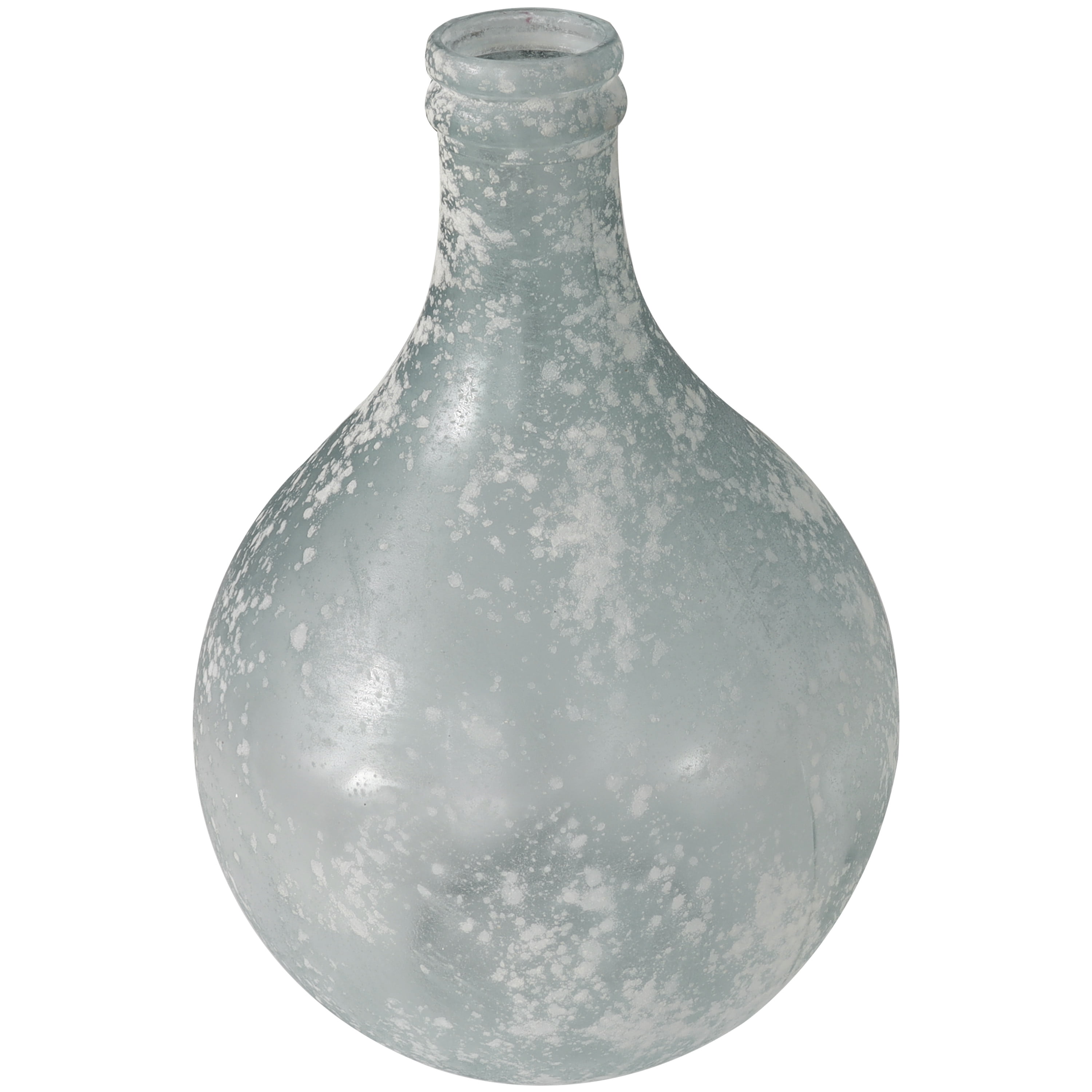 DecMode 17" Handmade Frosted Spanish Bottle Recycled Glass Vase