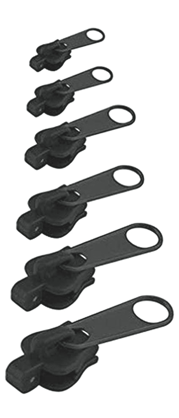 ASOTV -Fix a Zipper Common Size Fix Any Zipper Easy To Install Removable  Reusable- 6 Zippers- Black 