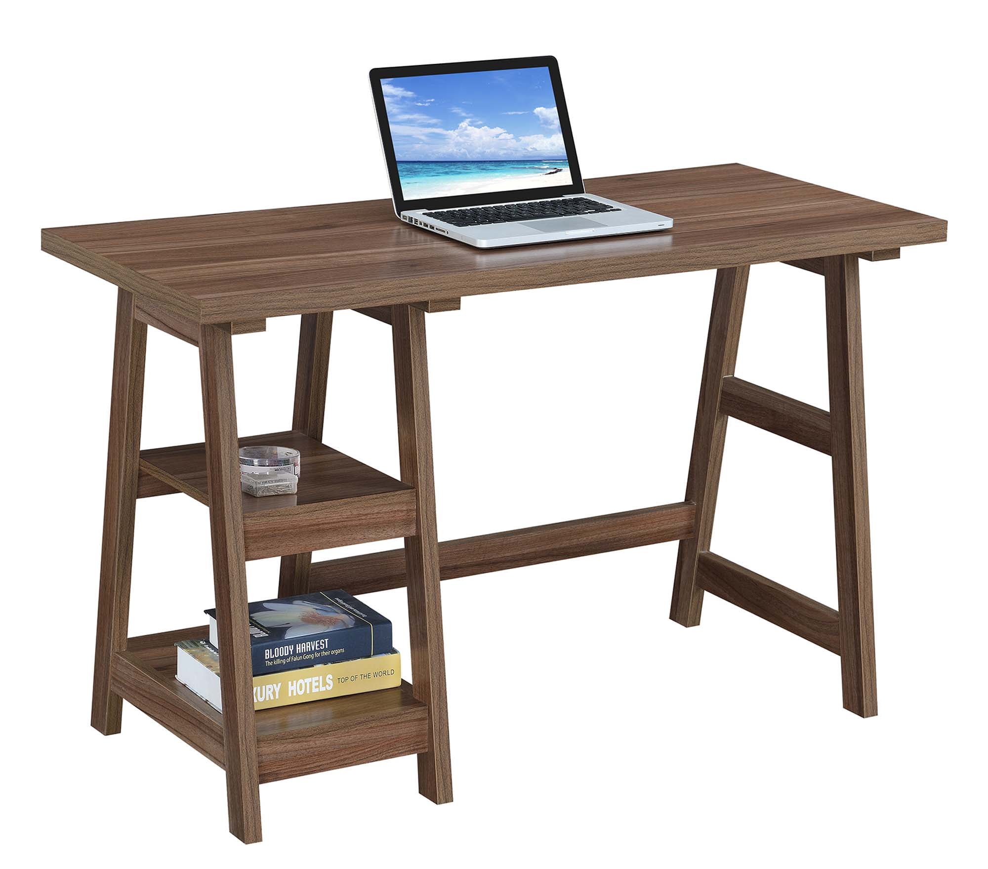 Convenience Concepts Designs2Go Trestle Writing Desk in Cappuccino Wood Finish
