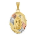 thumbnail image 6 of 14k Yellow Gold with Rhodium Solid Polished & Diamond Cut Lady of Guadalupe Oval Charm Pendant, 6 of 7