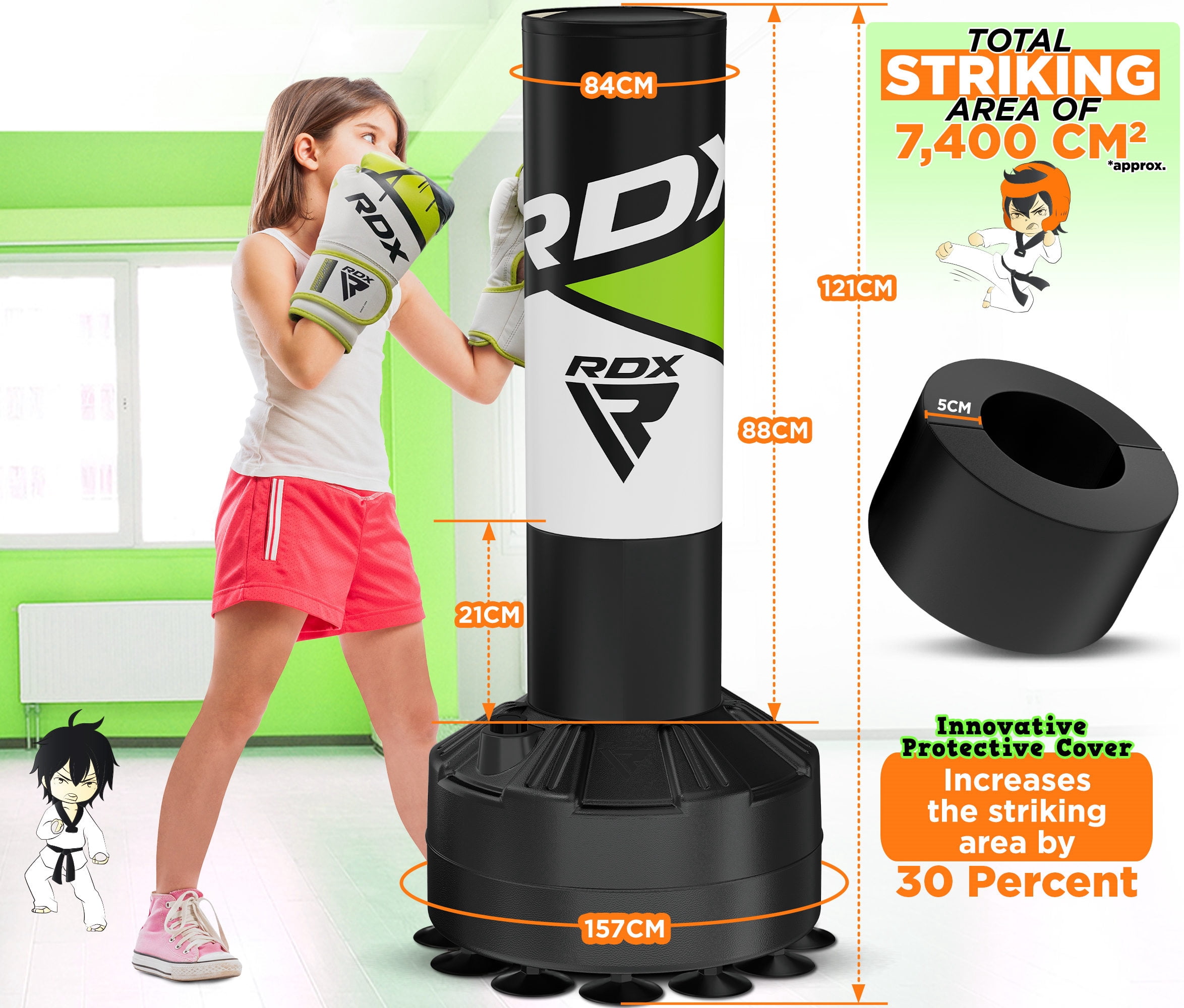 RDX Kids Punching Bag with Gloves, 4FT Heavy Duty Junior Target Pedestal Bag Set Suction Cup Stand Base Free Standing Kickboxing MMA Boxing Muay Thai Karate Home Gym Fitness Workout