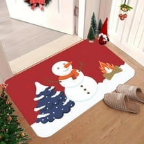 Stijggn Christmas Living Room Rug Holiday Mats Merry Christmas Welcome Floor Mats Xmas Front Doormat for Indoor Outdoor Holiday Decorations Kitchen Laundry
