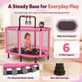 thumbnail image 5 of 60" Toddler Trampoline with Enclosure Net, Kids Trampoline with Basketball Hoop, SHINPT Indoor Trampoline for Kids, Small Trampoline with Ocean Balls, Mini Trampoline with Rings, Gift for Boys Girls, 5 of 10