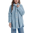 thumbnail image 2 of EnJoCho Kids Button Wearable Blanket Hoodie, Soft Fuzzy Fleece Loose Fit Outerwear, Cozy Warm Bed Jacket, Boys Girls Night Loungewear for Relaxing at Home and Cold Evening Wear, 2 of 8