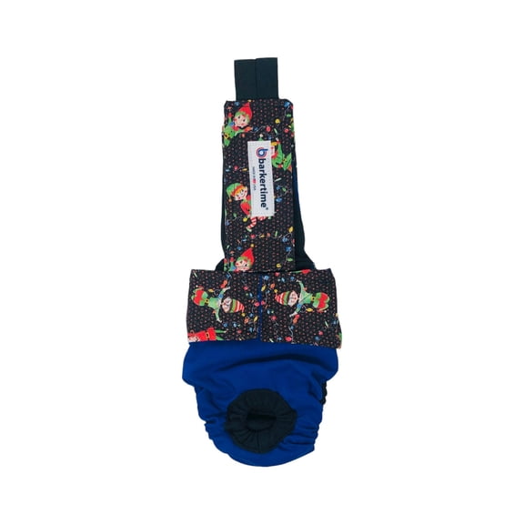 Barkertime Christmas Elves on Blue Cat Diaper Overall