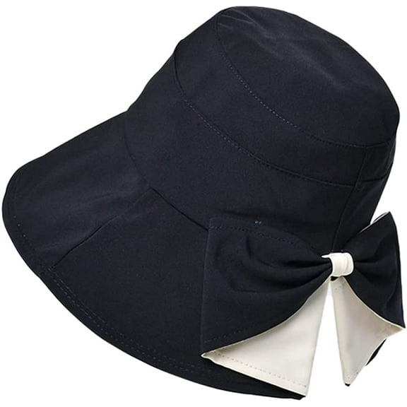 CoCopeaunt Women UV Protection Sun Hat Chic Bow Bucket Hat Wide Brim Summer Cap Elegant Soft Adjustable Hats Beach Travel Work