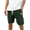 thumbnail image 2 of Zimjoy Mens Corduroy Shorts Casual Elastic Waist Drawstring Summer Beach Shorts Dark Green L, 2 of 5