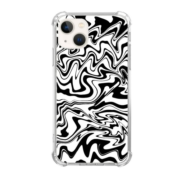 Black White Waves Case Compatible with iPhone 13,Aesthetic Art Design TPU Bumper Bumper Cover Case