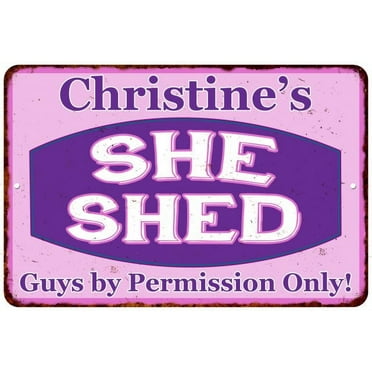 Christine's Purple & Pink SHE SHED Vintage Sign 12x18 Wall Décor 112180040480