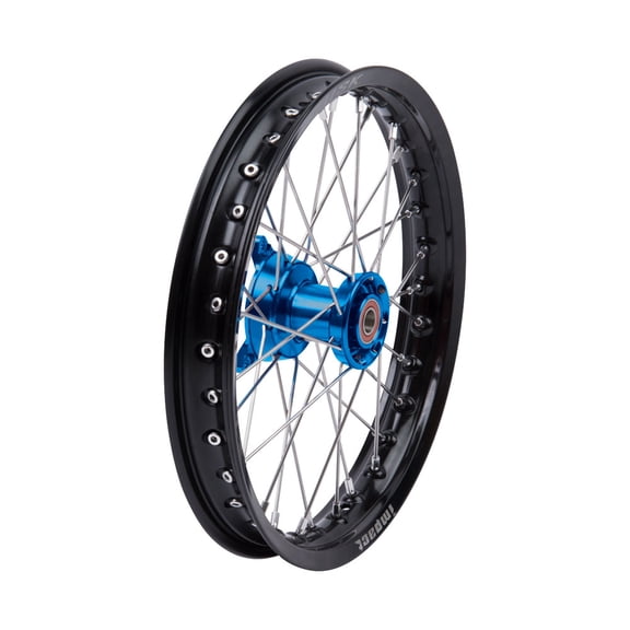Tusk Impact Complete Wheel - Front 21 x 1.60 Black Rim/Silver Spoke/Blue Hub For Sherco 500 SEF Factory 2019-2023