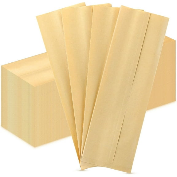Triani 200Pcs Kraft Paper Cutlery Sleeves 9.84*3.15 Inch Pockets Disposable Utensil Covers Unprinted Cutlery Bags Chopsticks Holder for Wedding Party Tableware