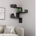 thumbnail image 1 of JV Home Luksa Collection Corner Bookcase Wall Mounted Stylish Floating Shelf Corner Bookshelf Decorative Wide Shelving Storage 24 Inch Anthracite, 1 of 7