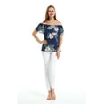 thumbnail image 4 of Women's Hawaiian Off-Shoulder Ruffle Muumuu Top in Pineapple Garden Navy 2XL, 4 of 5