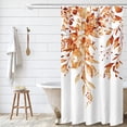 thumbnail image 3 of Orange Eucalyptus Shower Curtain Sets, Watercolor Leaves on The Top Plant with Floral Bathroom Decoration 36x72 Inch with Hooks, 3 of 6