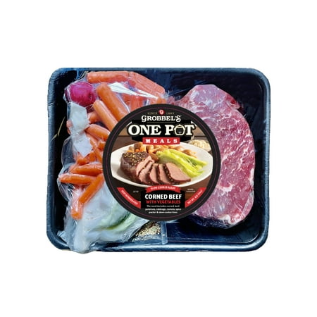 Grobbel's Ready to Cook Boneless Corned Beef Round Roast 4lb Meal Kit with Vegetables