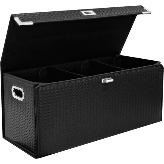Trunk Organizer for SUV,Car Trunk Organizer with Lid,New Car Essentials,Multi-Functional,Foldable Cargo Trunk Storage Box-Black-XL