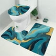 thumbnail image 2 of Blue and Gold Marble Wave Art Pattern Bathroom Rugs Sets 3 Piece,Toilet Cover Set,Absorbent Non Slip Bathroom Mats Sets with U-Shaped Contour Rug Toilet Rug Set, 2 of 5