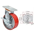 thumbnail image 4 of Hex Autoparts 4 Pack Heavy Duty Swivel Plate Iron Caster Wheels 4" Polyurethane Wheels, 4 of 4