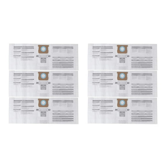 6X Universal Dry Dust Bag 5 to 8 Gallon Vacuum Cleaner Replacement Accessory Fit for Shop Vac 90661 906-61 9066100,6 x dust bags,Brown & white