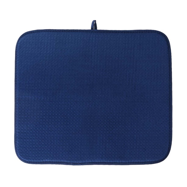 Tapete absorbente multiusos para secar platos y vajilla, resistente al calor, rectangular, azul