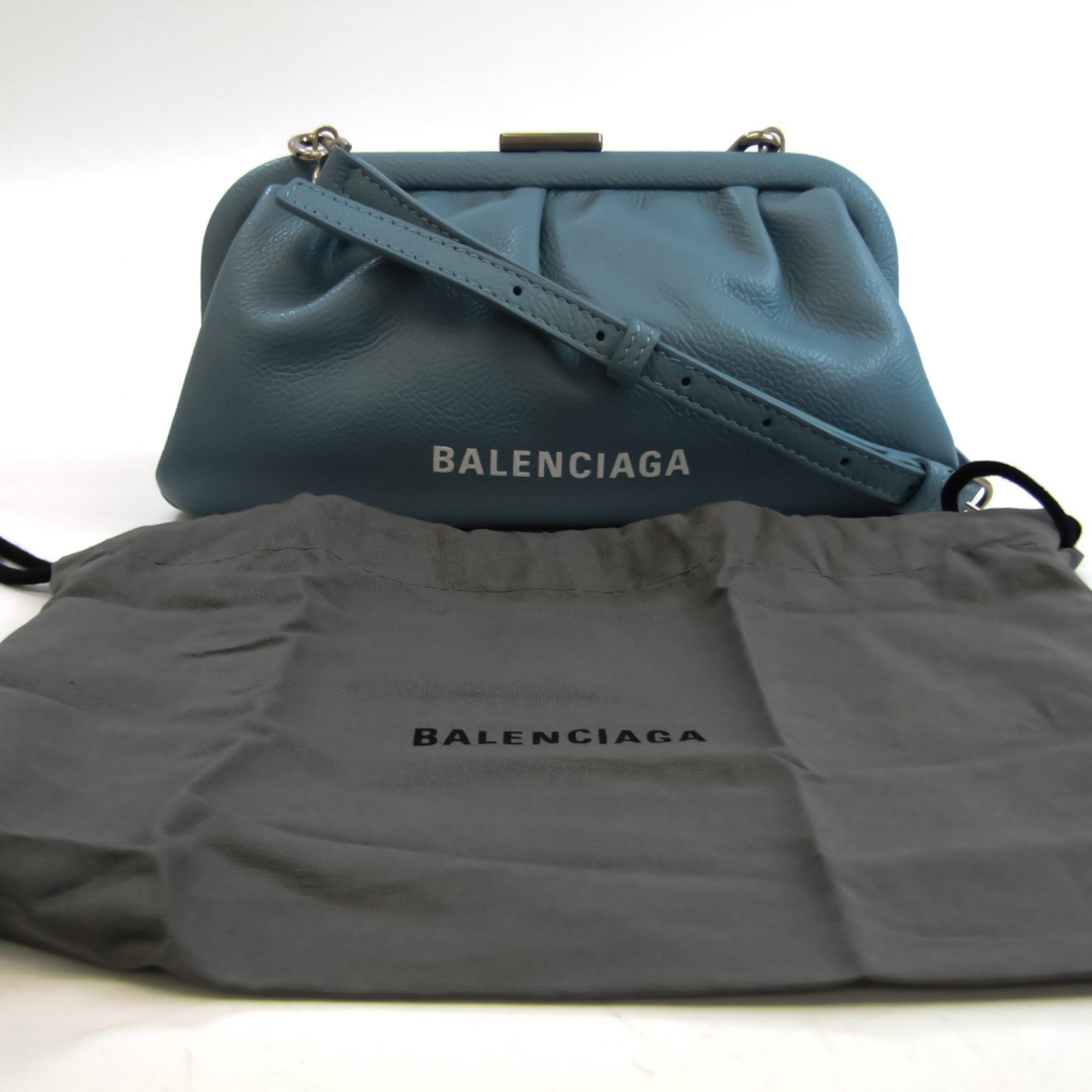 BALENCIAGA Logo Canvas Leather Clutch Hand Bag Men Beige Black From Japan  USED