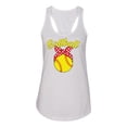 thumbnail image 2 of Wild Bobby, Cute Ribbon Bow Softball Mom Gift, Mother's Day, Women Racerback Tank Top, White, Small, 2 of 3