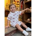 thumbnail image 6 of BemeyourBBs 2Pcs Toddler Baby Boy 4th of July Outfit Patriot Independent Day Summer Clothes Cotton Linen American Flag Print Lapel Collar Short Sleeve Button Down Shirt Tops and Pockets Shorts Set, 6 of 9