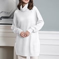 thumbnail image 5 of UTSJKR Womens Sweater Dress Long Sleeve Sundress 2024 Fashion Classic Solid Funnel Neck Dress Ribbed Knited Pullover Jumper Sweaters Dress White XL, 5 of 8