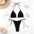 thumbnail image 2 of JIAYUE Women Swimsuit Sets Halter Neck Solid Color Two Piece Tankini Bikini With Adjustable Strap And Bottoms For Beach Pool Vacation Female Swimwear, 2 of 5