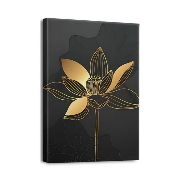 12X16 inch Abstract Wall Art with Elegant Brown Flowers Minimalist Canvas Print for Contemporary Bedroom, Bathroom, or Living Room Decor