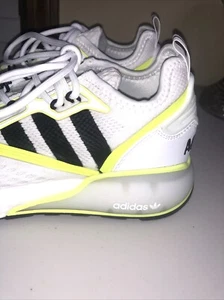 Adidas ZX 2K Boost J White & Volt Athletic Training Shoes Sz 6