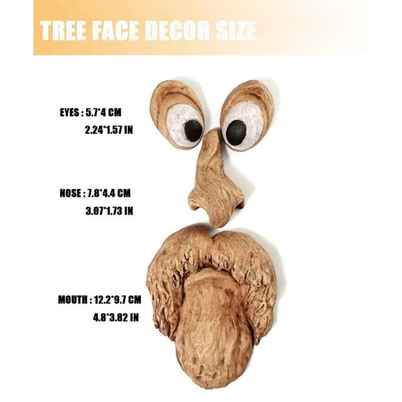 Tree Face Decor Statue Set, Weather Resistant Resin Multi-Style Tree Face Ornament, Hand Painted Bark Color Tree Hugger Sculpture, Easy Mount Outdoor Yard Art, Garden & Halloween Patio Decoration