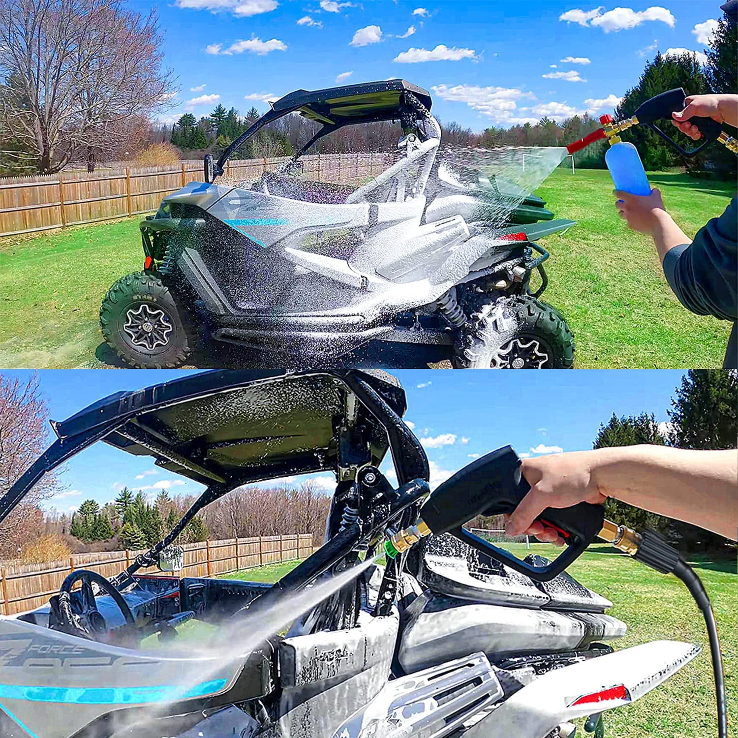 YAMATIC Short Pressure Washer Gun with Foam Cannon, 4000 PSI, M22-14mm & M22-15mm Adapters, Quick Connect