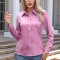 thumbnail image 6 of Hvyesh Womens Button Down Dress Shirt Long Sleeve Work Tops Business Casual Blouses Solid Oxford T-shirt, 6 of 9