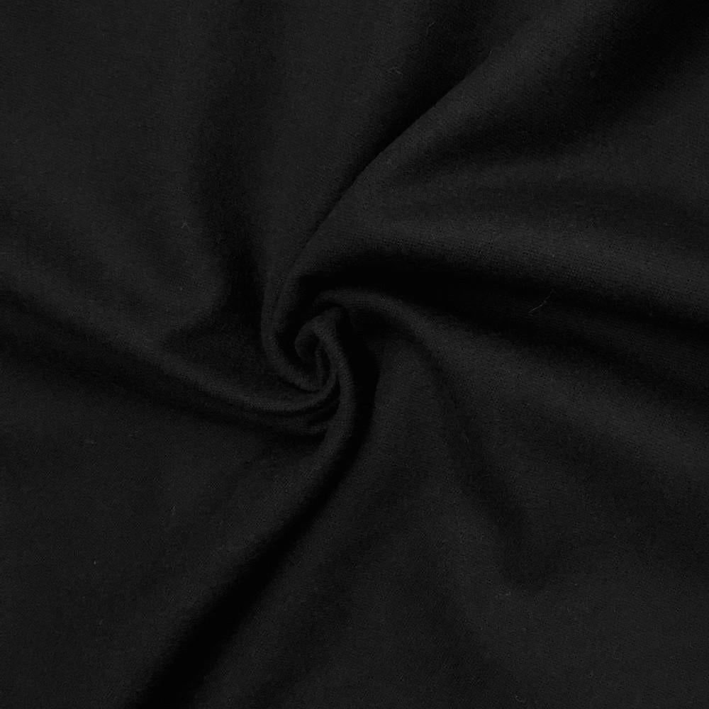 Solid Jet Black Cotton Flannel Fabric BTY 