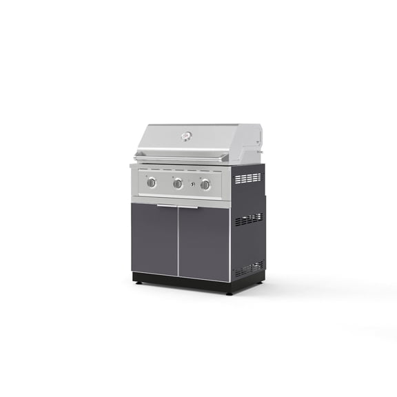 NewAge Products Outdoor Kitchen Aluminum 2 Piece Cabinet Set with Grill Cabinet and Performance Grill