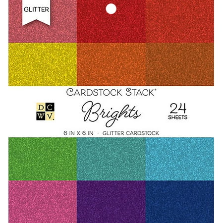 UPC: 0611356111625 | DCWV Single-Sided Cardstock Stack 6 X6  24/Pkg Brights Glitter Solid