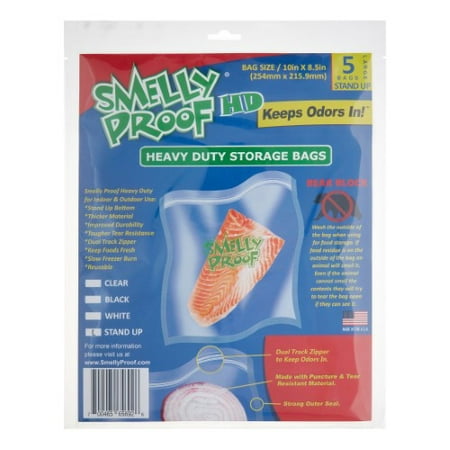 Smelly Proof Zipper Heavy Duty Storage Bags, Large, 5