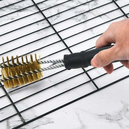 

Dengmore Grill Brush Wire Copper Barbecue Grill Brush Safe Efficient Grill Cleaning Brush for Gas Porcelain Charbroil Grates Outdoor Camping BBQ Accessories Gifts Basket