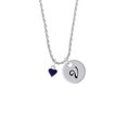 thumbnail image 2 of Delight Jewelry Silvertone Mini Two Sided Purple Heart Silvertone Script Initial Disc - V - Charm Necklace, 20"+3", 2 of 4