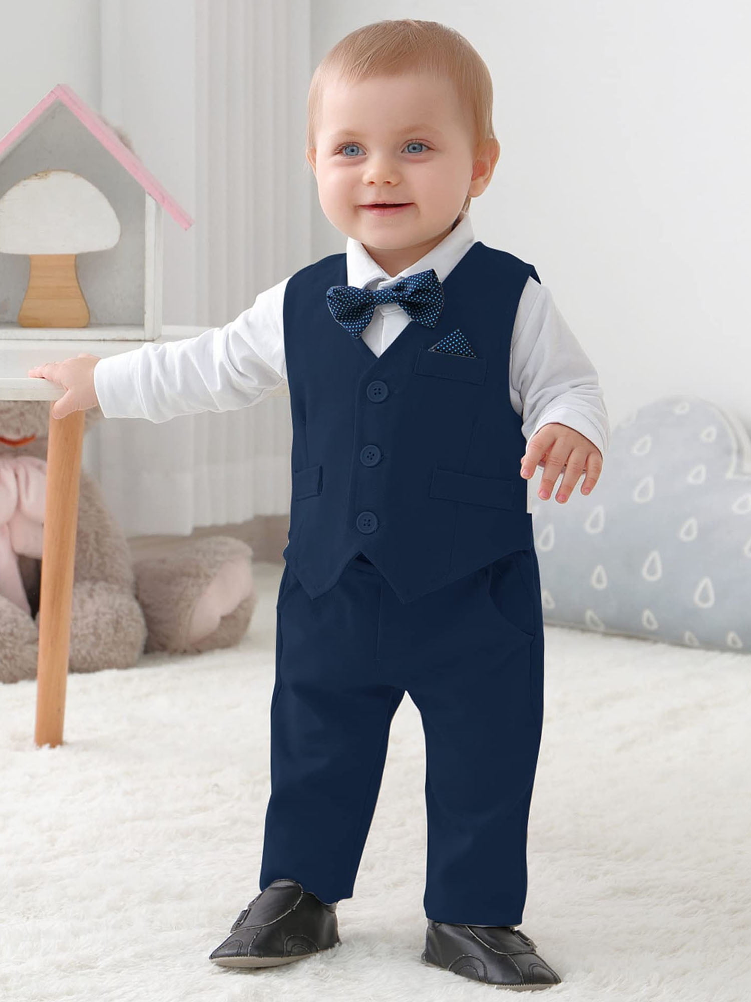 Toddler Boys Christmas Outfit 5-Piece Toddler Boy Suit Set Vest