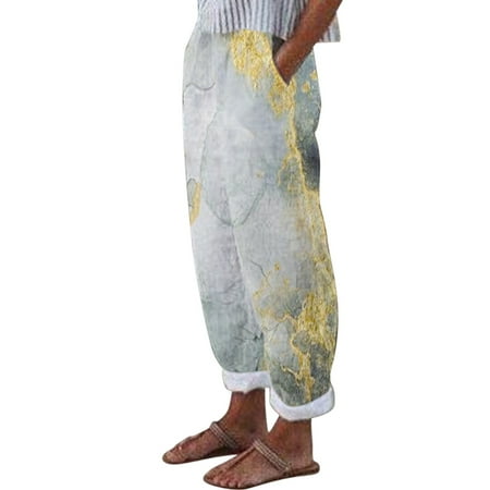 

HSMQHJWE Womens White Dress Pants Plus Size Women S Pajamas Women Fashion Pant With Pocket Casual High Waist Print Loose Pants Cotton Loose Long Straight Daily Pant Loose Pants For Women Plus Size