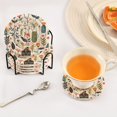 thumbnail image 5 of Haosy Set of 6 Drink Woven Coaster with Holder Heat Resistant Non-Slip Bar Coasters 4 Inches Flower House Leaves, 5 of 7