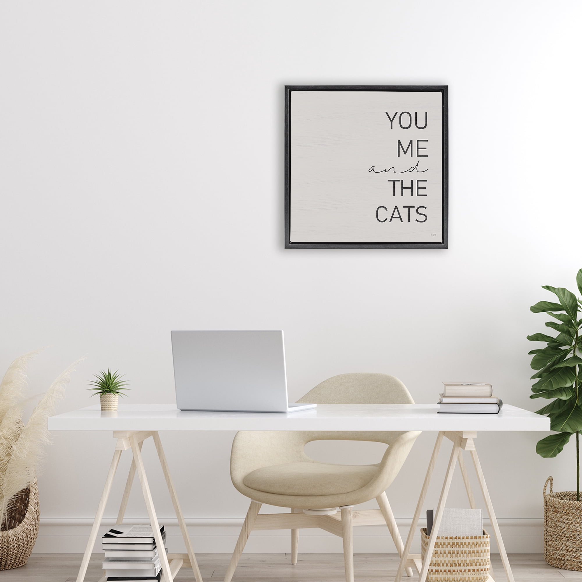 Stupell Industries Minimal You Me & Cats Black Framed Floater Canvas Wall Art, design by Jaxn Blvd.
