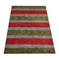 thumbnail image 3 of Rugsotic Carpets Hand Knotted Wool Area Rug 5'x8' Green Blue Contemporary Rectangle Indoor Rug for Living Room, Bedroom Antimicrobial L00212, 3 of 5