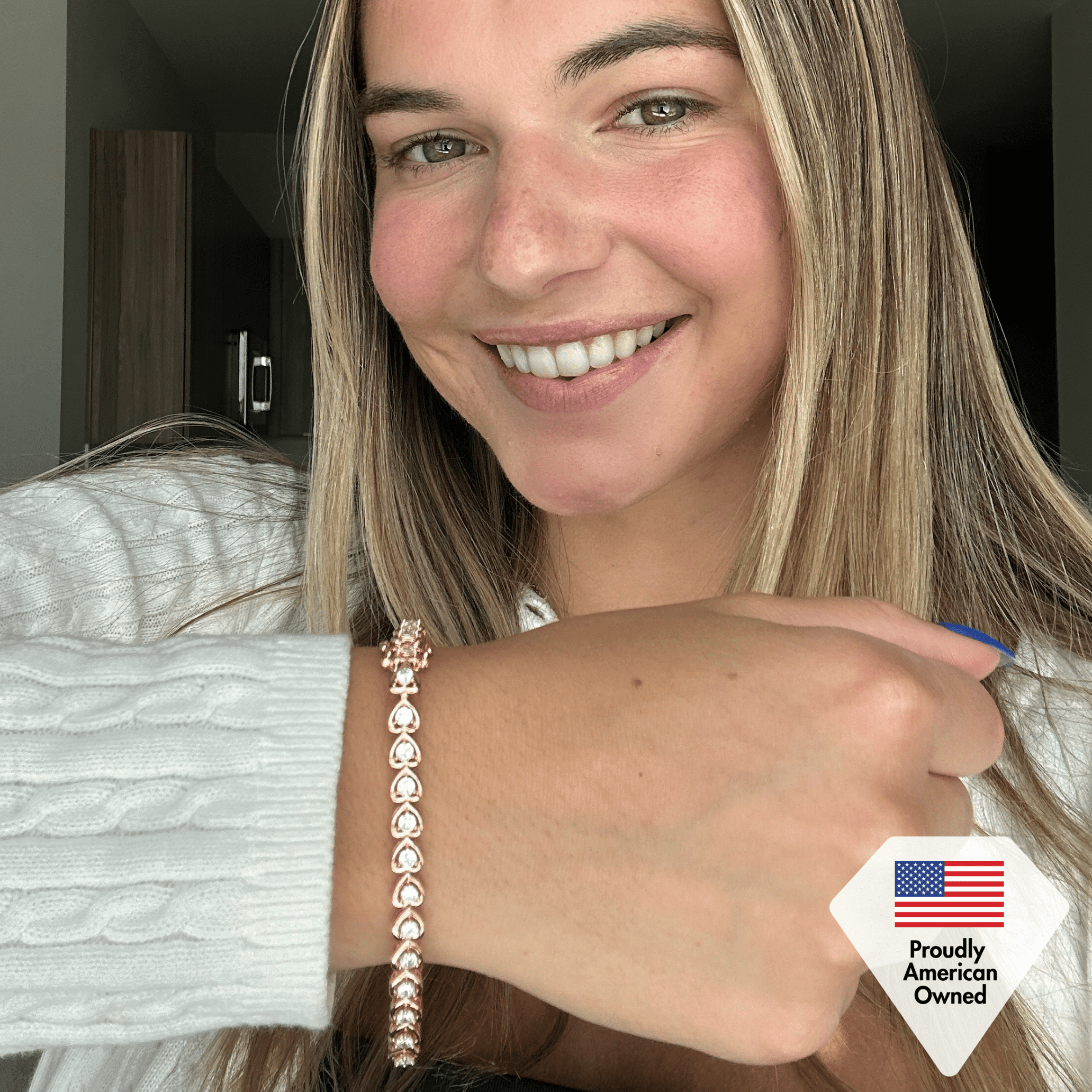 Cate & Chloe Rosalie 18k White Gold Plated Tennis Bracelet with Simulated Diamonds Gift for Women