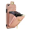 thumbnail image 5 of ELEHOLD for iPhone7 /iPhone 8 /SE 2022 & 2020 Zipper Pocket Case, PU Leather Wallet Crossbody Shoulder Strap Lanyard Case with Credit Card Holder Women RFID Blocking Purse Phone Cover, rosegold, 5 of 7