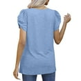 thumbnail image 6 of Bigersell Tunic Tops for Women Loose Casual Short Sleeve V-Neck Solid Casual Blouse T-shirt Tunic Tops Women's Plus Swing Round Neck Short Sleeve Trendy Tops Style B27949, Light Blue M, 6 of 9